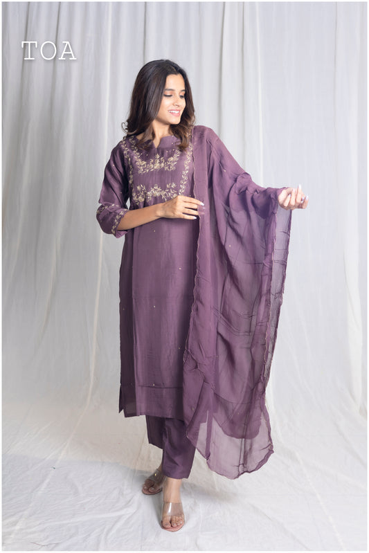 Dark Mauve Kurti Set