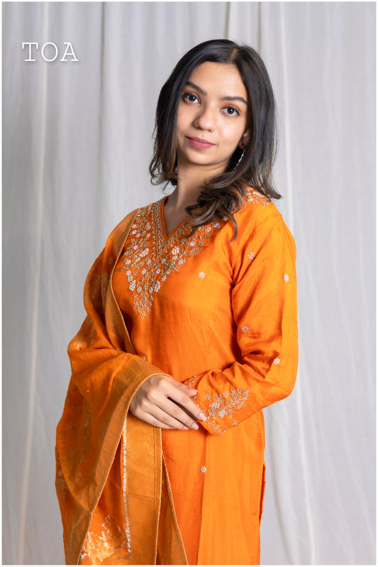 Hot Orange Kurti Set