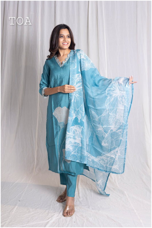 Turquoise Blue Kurti Set