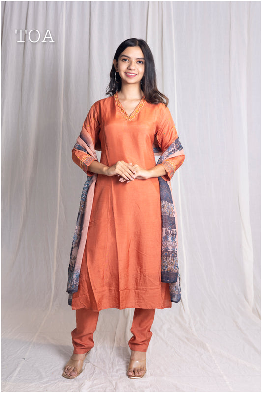 Burnt Orange Kurti Set