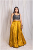 Golden Royal Gaji Real Mirror Handwork Skirt Only