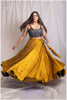 Golden Royal Gaji Real Mirror Handwork Skirt Only