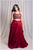 Maroon Royal Gaji Real Mirror Handwork Skirt Only