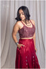 Maroon Royal Gaji Real Mirror Handwork Skirt Only