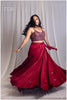 Maroon Royal Gaji Real Mirror Handwork Skirt Only