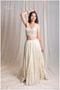 Cream White Royal Gaji Real Mirror Handwork Skirt Only