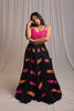 Black Alternate Karachi Pink & Orange Thread Border Work Skirt Only