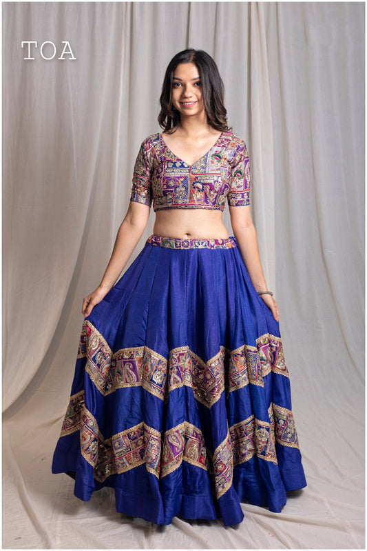 Blockbuster 1.O Royal Blue Silk Skirt Only