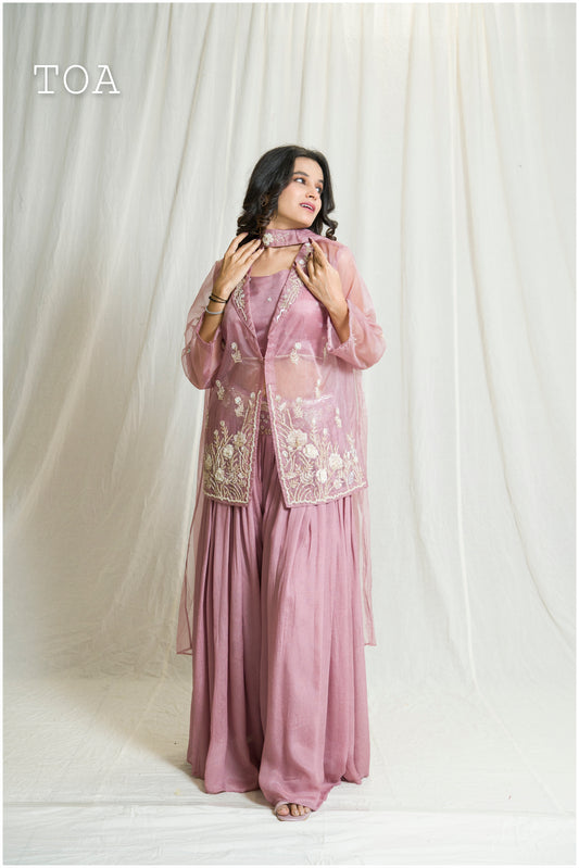 Lilac Organza Jacket Set