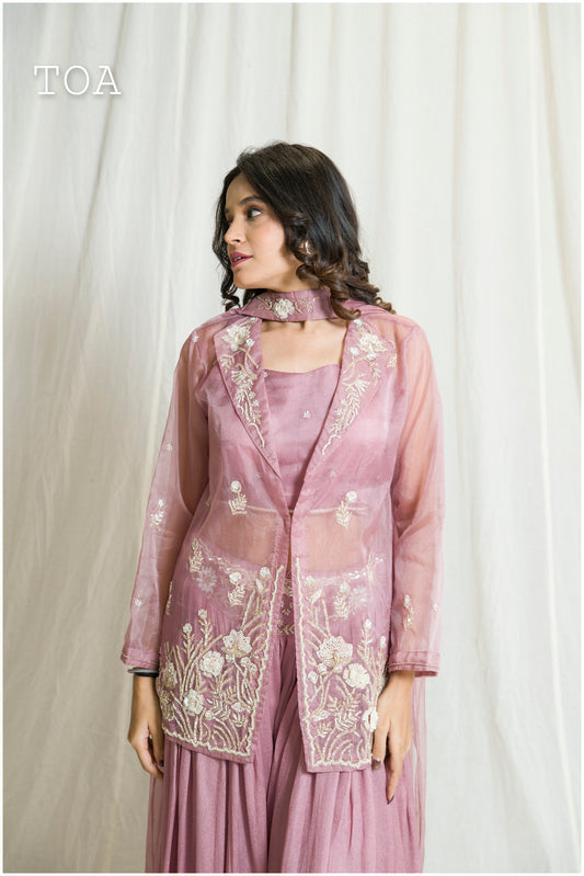 Lilac Organza Jacket Set