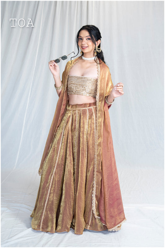 Copper Aura Kanjivaram Ensemble Outfit