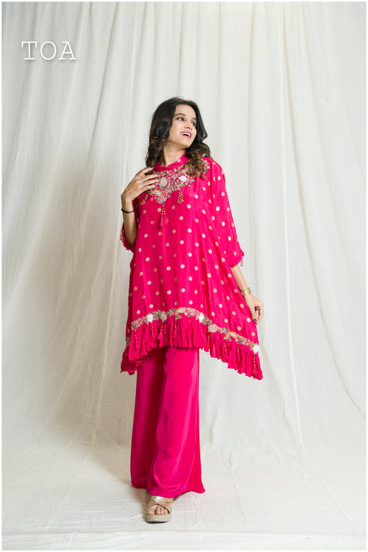 Hot Pink kaftan-style Indo tunic set