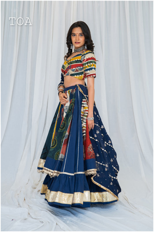 Shades Of Ajrakh Collection - Skirt Only - Indigo Blue - DL