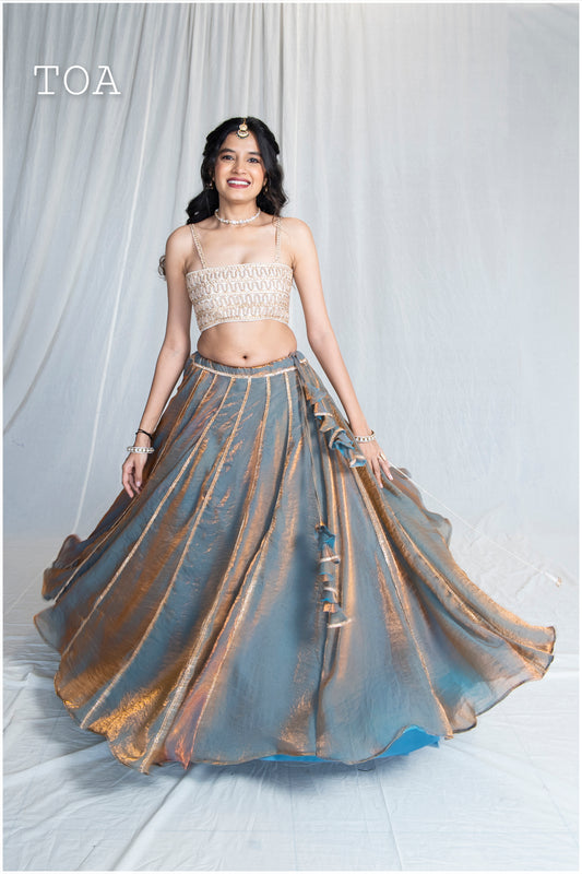 Elsa Blue Kanjivaram Ensemble Outfit
