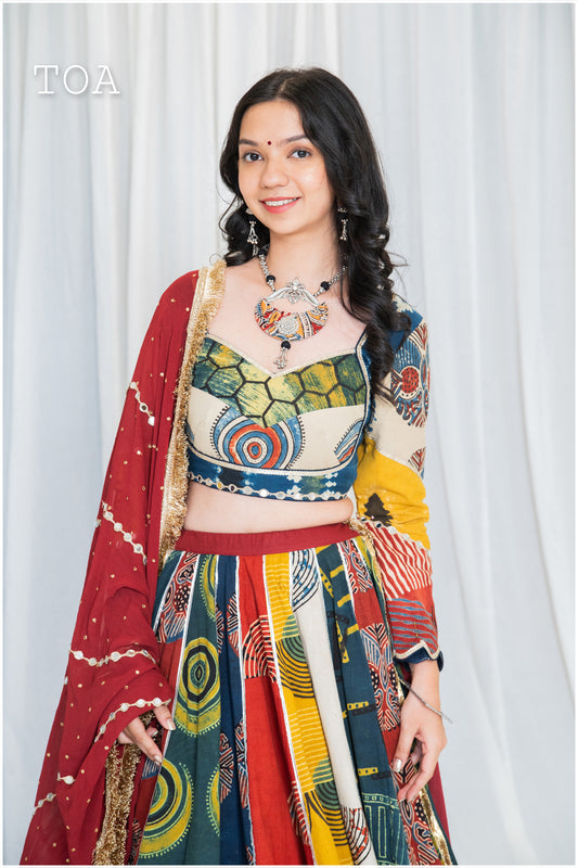 Shades Of Ajrakh Collection - Maroon Double Layer Outfit - FL