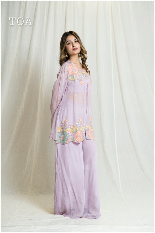 Lilac Organza Jacket Outfit
