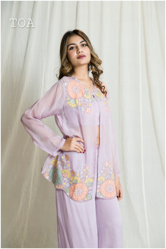 Lilac Organza Jacket Outfit