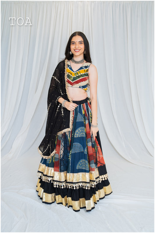 Shades Of Ajrakh Collection - Double Layer Black Outfit - SL