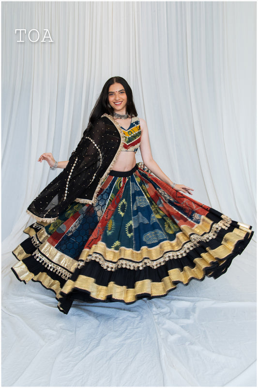 Shades Of Ajrakh Collection - Skirt Only - BLack - DL