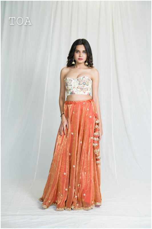 Multi Floral Corset Top - Golden
