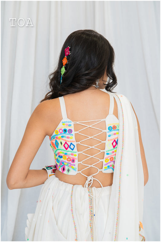 Multi Sequins Dupatta Only - Off White