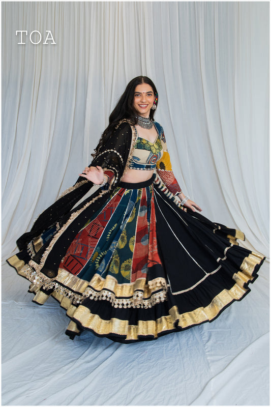 Shades Of Ajrakh Collection - Double Layer Black Outfit - FL