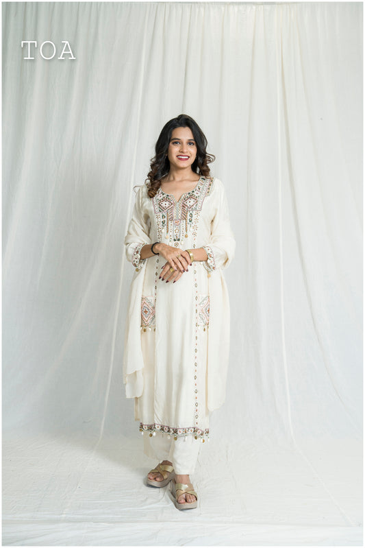 Stunning Beige Silk Suit