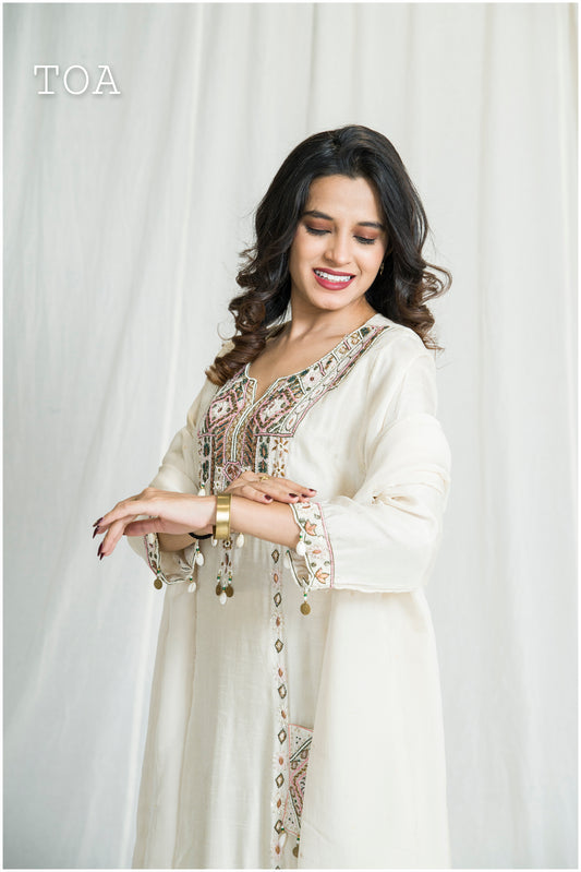 Stunning Beige Silk Suit