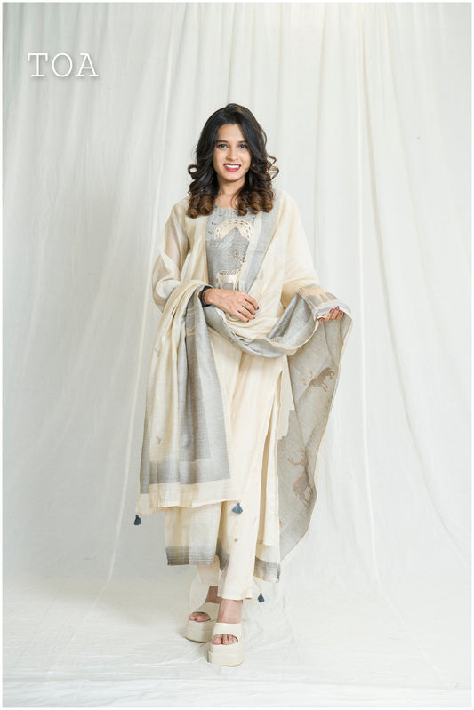 Beautiful Textured Silk Kurta Set