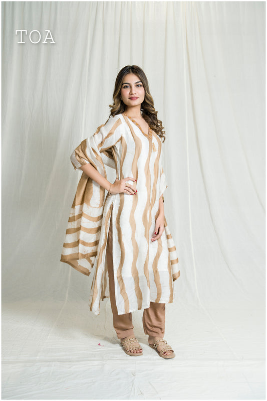 Beautiful Textured Silk Kurta Set
