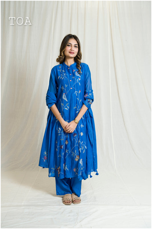 Royal Blue - Colored Embroidered Dress