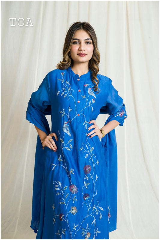 Royal Blue - Colored Embroidered Dress
