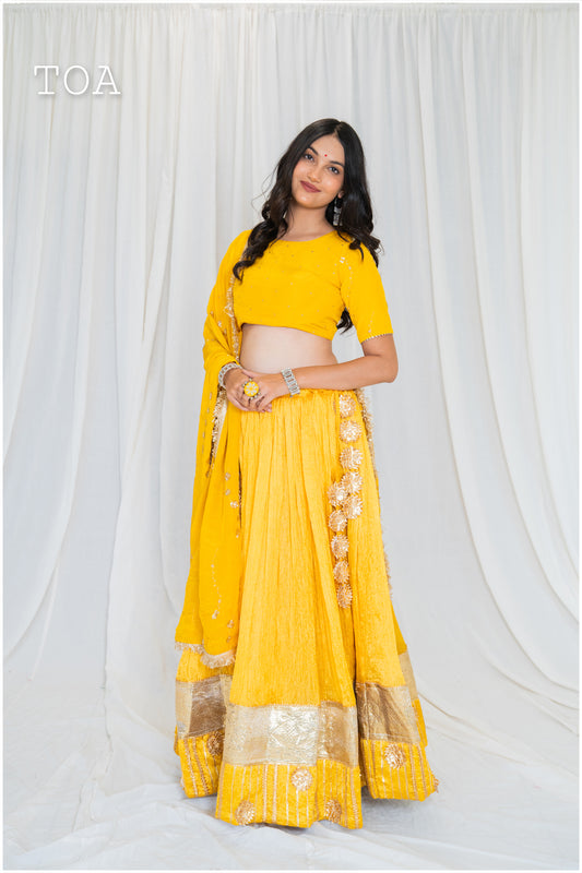 Shades Of Lampi - Crush Silk Sona Lampi Outfit - Yellow