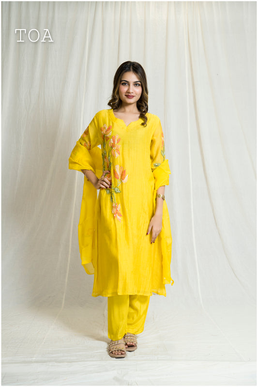 Peela Yellow - Colored Embroidered Dress