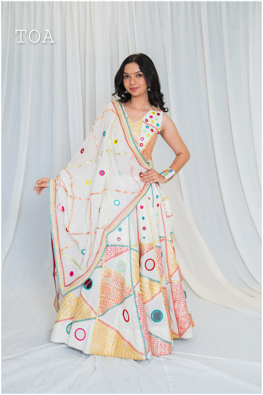 Shades Of Mirror - Atrangi Mirror Dupatta - Royale White