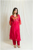 Cherry Red Chanderi Linen-Colored Suit