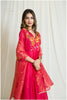 Cherry Red Chanderi Linen-Colored Suit