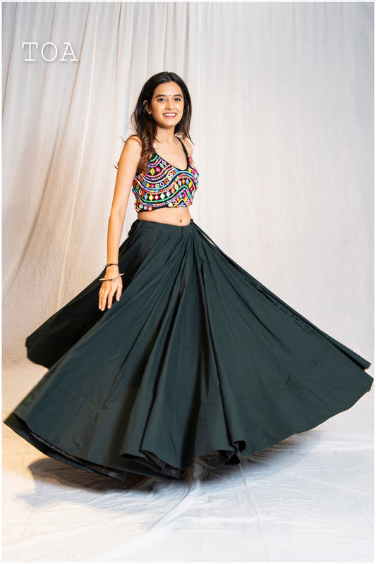 Plain Bottle Green Skirt Only