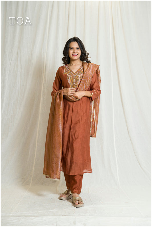 Stunning Copper-Colored Embroidered Dress