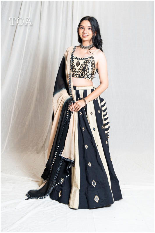 Dual Pop up Panel Mirror Work Skirt - BB