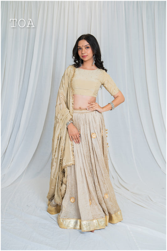 Shades Of Lampi - Crush Silk Sona Lampi Outfit - Beige