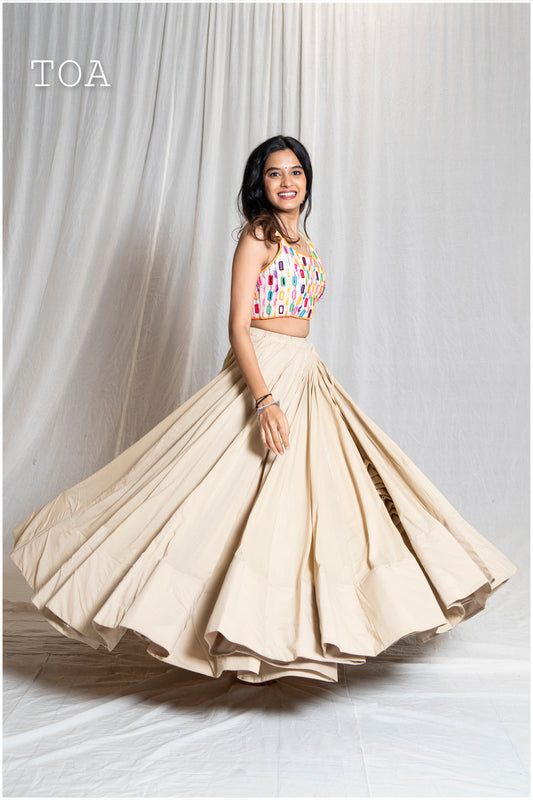 Multi Handloom Jute Mirror Work Top & Skirt