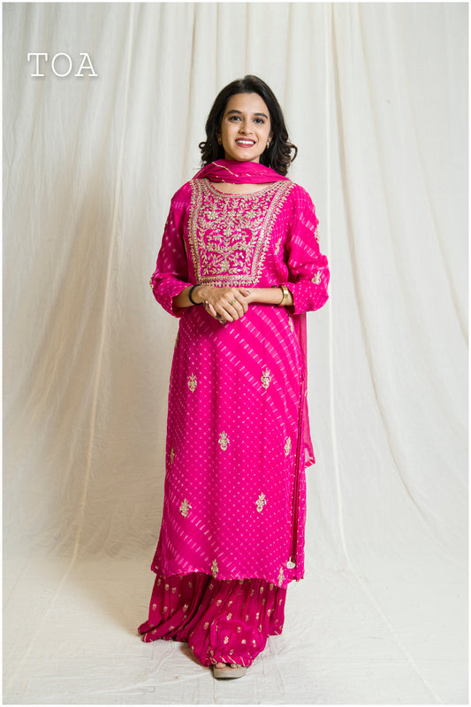 Pure Mothda Bandhani Sharara Outfit