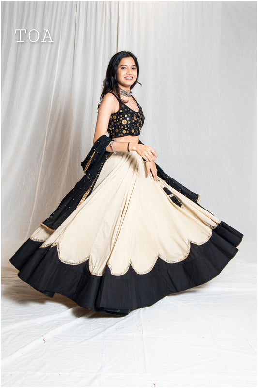 Beige & Black Skirt Only