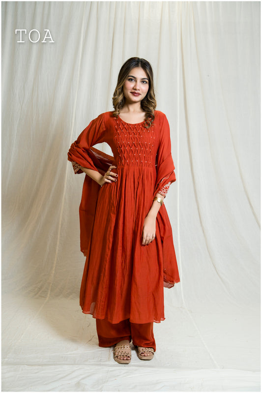 Beautiful Rust Linen-Colored Suit