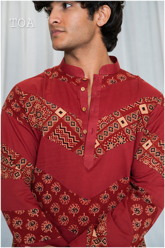 Shades Of Ajrakh - Alternate Zag - Maroon