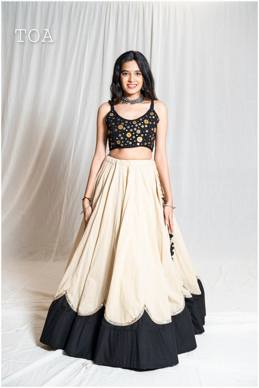 Beige & Black Skirt Only