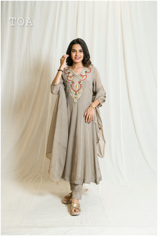 Gorgeous Nude-Shade Anarkali Outfit