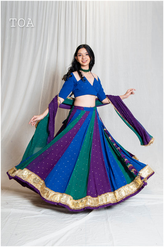 Peacock Hues Outfit - Sequins Sitara