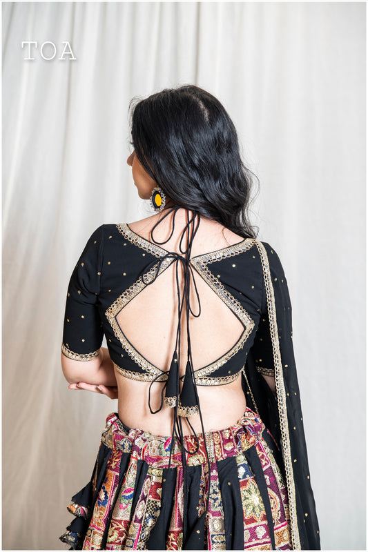 Sequins Sitara Black Vintage Top
